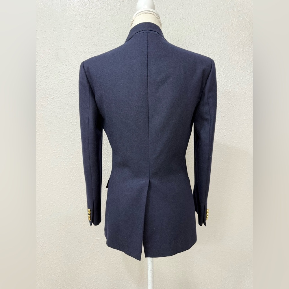 Vintage 90s Ralph Lauren Navy Wool Blazer Gold Crest Buttons Made in USA Size S - Picture 7 of 15